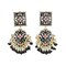 Oversized Indian Jhumka Earrings – Square Stud Jhumki, Ethnic Chandbali with Floral Print & Faux Pearls – Bollywood Dangle Jewelry for Women, Bride & Birthday Gift